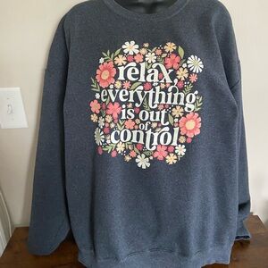 Jerzees Women's Graphic Crew Neck Sweater - Dark Gray